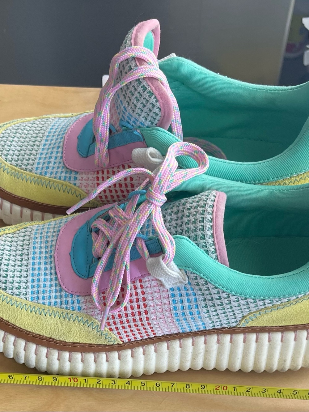 Chelsea & Violet Halle Pastel Multicolor Platform Mesh Sneakers Size 9M
